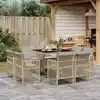 Image de vidaXL Ensemble à manger de jardin et coussins 9 pcs mélange beige