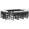 Image de vidaXL Ensemble à Manger de Jardin 11 pcs Coussins Noir résine tressée