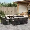 Image de vidaXL Ensemble à manger de jardin 11 pcs coussins noir résine tressée