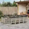 Image de vidaXL Ensemble à manger de jardin et coussins 13 pcs gris clair rotin