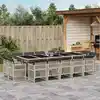 Image de vidaXL Ensemble à manger de jardin et coussins 15 pcs gris clair rotin