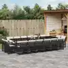 Image de vidaXL Ensemble à manger de jardin 17 pcs coussins noir résine tressée