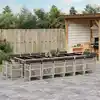 Image de vidaXL Ensemble à manger de jardin et coussins 17 pcs gris clair rotin