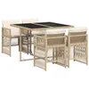 Image de vidaXL Ensemble à Manger de Jardin avec Coussins 5 pcs, Table et Chaises à Dossier Rabattable, Meubles d'Extérieur Patio Terrasse, Beige Résine Tressée