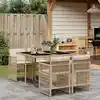 Image de vidaXL Ensemble à manger de jardin avec coussins 5pcs Beige poly rotin