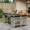 Image de vidaXL Ensemble à manger de jardin et coussins 5 pcs gris clair rotin