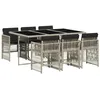 Image de vidaXL Ensemble à Manger de Jardin avec Coussins 7 pcs, Table et Chaise de Terrasse, Meubles de Patio, Mobilier d'Extérieur, Gris Clair Résine Tressée