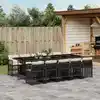 Image de vidaXL Ensemble à manger de jardin 11 pcs coussins noir résine tressée