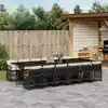 Image de vidaXL Ensemble à manger de jardin 13 pcs coussins noir résine tressée