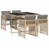 Image de vidaXL Ensemble à Manger de Jardin avec Coussins 13 pcs, Table et Chaises à Dossier Rabattable, Meubles d'Extérieur Patio Terrasse, Mélange Beige Résine Tressée