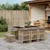 Image de vidaXL Ensemble à manger de jardin et coussins 11 pcs mélange beige