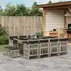 Image de vidaXL Ensemble à manger de jardin et coussins 13 pcs gris clair rotin