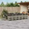 Image de vidaXL Ensemble à manger de jardin et coussins 17 pcs gris clair rotin