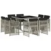 Image de vidaXL Ensemble à Manger de Jardin avec Coussins 9 pcs, Table et Chaise de Terrasse, Meubles de Patio, Mobilier d'Extérieur, Gris Clair Résine Tressée