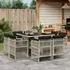 Image de vidaXL Ensemble à manger de jardin et coussins 9 pcs gris clair rotin