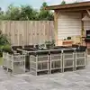 Image de vidaXL Ensemble à manger de jardin et coussins 13 pcs gris clair rotin