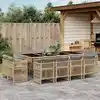 Image de vidaXL Ensemble à manger de jardin coussins 13 pcs mélange beige rotin
