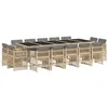 Image de vidaXL Ensemble à Manger de Jardin avec Coussins 15 pcs, Table et Chaises à Dossier Rabattable, Meubles d'Extérieur Patio Terrasse, Mélange Beige Résine Tressée