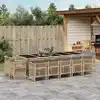 Image de vidaXL Ensemble à manger de jardin et coussins 15 pcs mélange beige