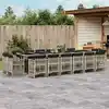 Image de vidaXL Ensemble à manger de jardin et coussins 17 pcs gris clair rotin