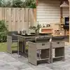 Image de vidaXL Ensemble à manger de jardin 5 pcs coussins gris résine tressée