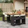 Image de vidaXL Ensemble à manger de jardin coussins 5pcs Noir Résine tressée
