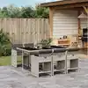 Image de vidaXL Ensemble à manger de jardin et coussins 7 pcs gris clair rotin
