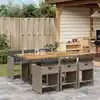 Image de vidaXL Ensemble à manger de jardin et coussins 7 pcs gris rotin