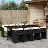 Image de vidaXL Ensemble à manger de jardin 9pcs coussins noir résine tressée