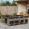 Image de vidaXL Ensemble à manger de jardin 9 pcs coussins gris résine tressée