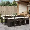 Image de vidaXL Ensemble à manger de jardin et coussins 9 pcs marron poly rotin