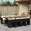 Image de vidaXL Ensemble à manger de jardin 9pcs coussins noir résine tressée