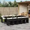 Image de vidaXL Ensemble à manger de jardin 11 pcs coussins noir résine tressée