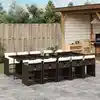 Image de vidaXL Ensemble à manger de jardin et coussins 11 pcs marron rotin
