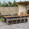 Image de vidaXL Ensemble à manger de jardin 11pcs avec coussins gris poly rotin
