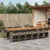 Image de vidaXL Ensemble à manger de jardin coussins 13 pcs gris résine tressée