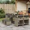 Image de vidaXL Ensemble à manger de jardin 9 pcs coussins gris résine tressée