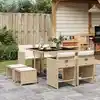 Image de vidaXL Ensemble à manger de jardin et coussins 9 pcs beige Poly rotin
