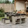 Image de vidaXL Ensemble à manger de jardin et coussins 9 pcs gris clair rotin