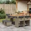 Image de vidaXL Ensemble à manger de jardin 9 pcs coussins gris résine tressée