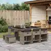 Image de vidaXL Ensemble à manger de jardin 11pcs avec coussins gris poly rotin