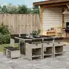 Image de vidaXL Ensemble à manger de jardin 11pcs avec coussins gris poly rotin
