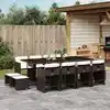 Image de vidaXL Ensemble à manger de jardin avec coussins 13 pcs marron rotin