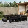 Image de vidaXL Ensemble à manger de jardin 15 pcs coussins noir résine tressée
