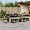 Image de vidaXL Ensemble à manger de jardin et coussins 15 pcs gris clair rotin