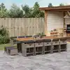 Image de vidaXL Ensemble à manger de jardin 15 pcs coussins gris résine tressée
