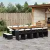 Image de vidaXL Ensemble à manger de jardin 15 pcs coussins noir résine tressée