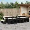 Image de vidaXL Ensemble à manger de jardin 17 pcs coussins noir résine tressée