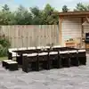 Image de vidaXL Ensemble à manger de jardin et coussins 17 pcs marron rotin