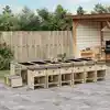Image de vidaXL Ensemble à manger de jardin et coussins 17 pcs mélange beige